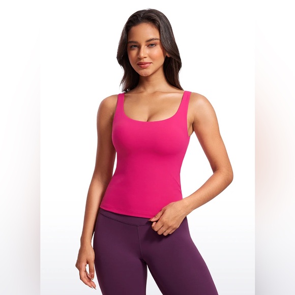 Butterluxe Waist Length Built-in Bra Tanks U Neck - Picture 1 of 5